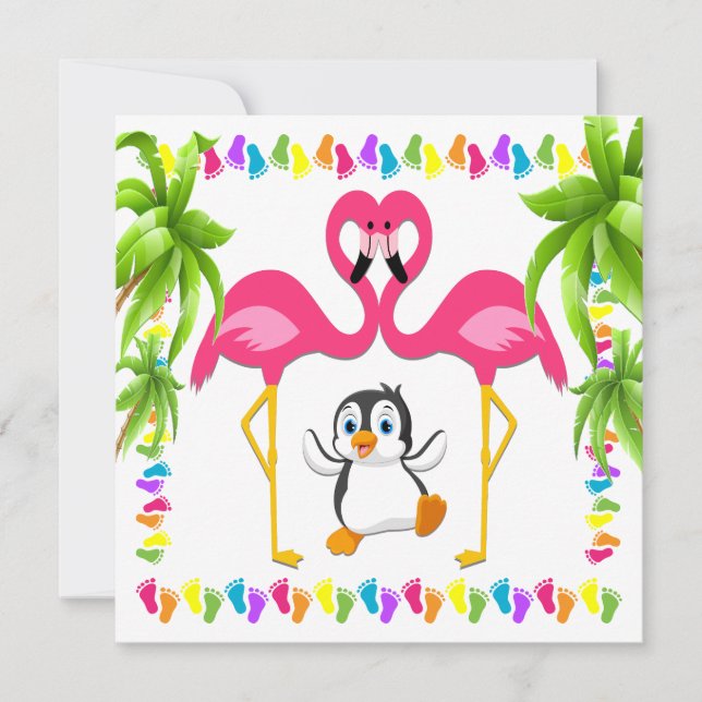 Oh Baby Flamingo Invitation (Front)