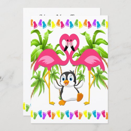 Oh Baby Flamingo Shower  Adoption Invitation