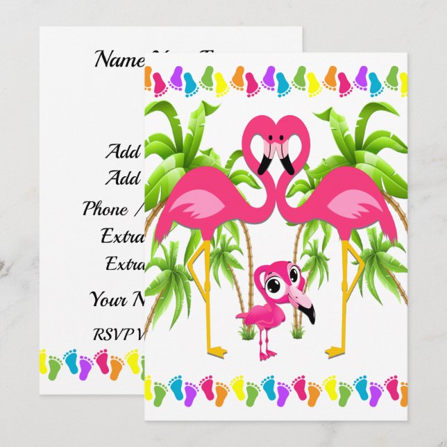 Oh Baby Flamingo Shower / Adoption Invitation (Front/Back)