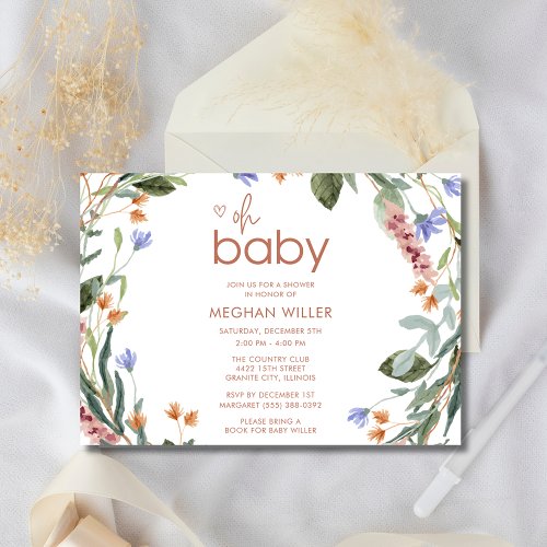 Oh Baby Floral Baby Shower Invitation