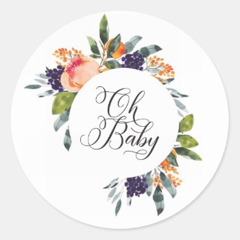 Oh Baby Floral Baby Shower Stickers by joyonpaper at Zazzle