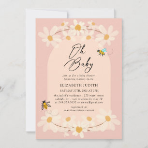 Oh Baby Floral Daisy Bees Baby Shower Invitation