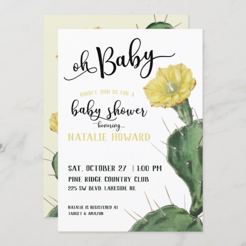 Oh Baby Floral Succulent Baby Shower Invitation