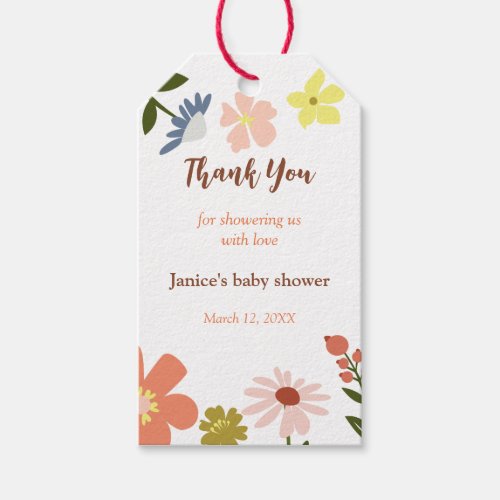 Oh Baby Flower Bloom Baby Shower Gift Tags