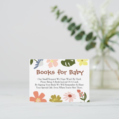 Oh Baby Flower Bloom Books for Baby Shower Enclosure Card