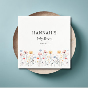 OH BABY! Fresh Wildflower White Baby Shower Napkins