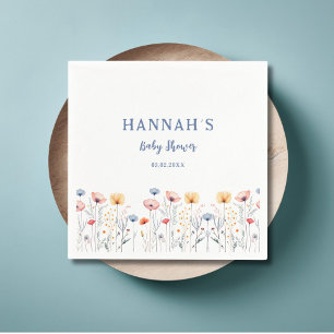 OH BABY! Fresh Wildflower White Baby Shower Napkins