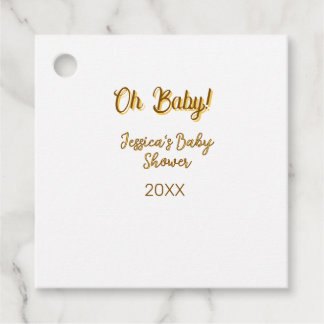 oh baby gender neutral baby shower orange golden n favor tags