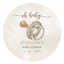 Oh Baby Gender Neutral Boho Baby Shower Invitation Classic Round Sticker