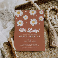 Oh Baby Gender Neutral Daisy Baby Shower Invitation