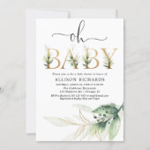 Oh baby gender neutral greenery baby shower invitation (Front)
