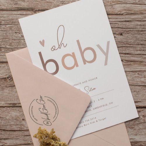 Oh Baby Gender Neutral Modern Baby Shower Invitation