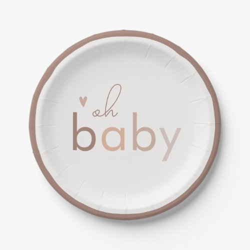 Oh Baby Gender Neutral Modern Baby Shower Paper Plates