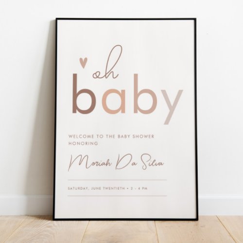 Oh Baby Gender Neutral Modern Baby Shower Welcome Poster