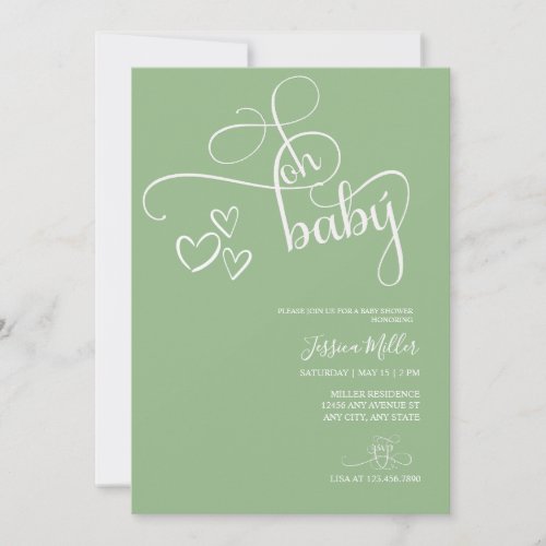 Oh Baby  Gender Neutral Photo Baby Shower Invitation