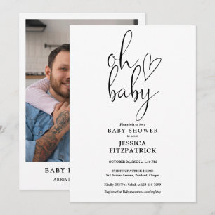 Oh Baby Gender Neutral Photo Baby Shower Invitation