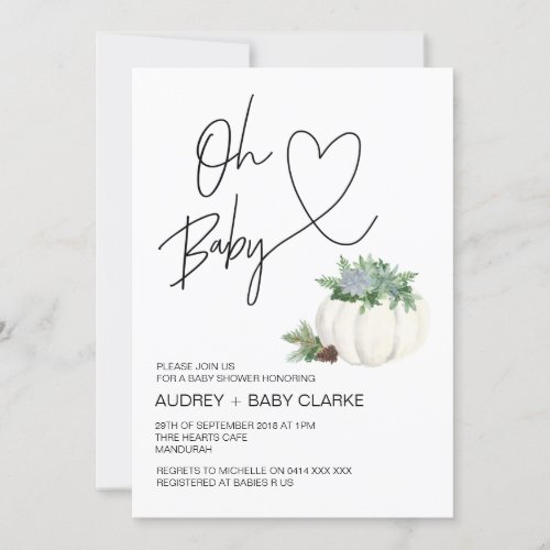Oh Baby Gender Neutral Shower Thanksgiving Fall Invitation