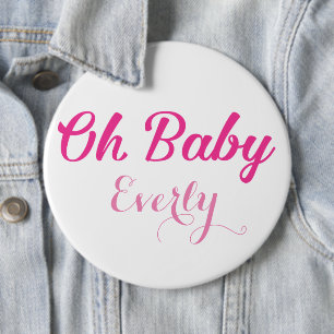 Oh Baby Gender Reveal Pink Girly Girl Pinback Button