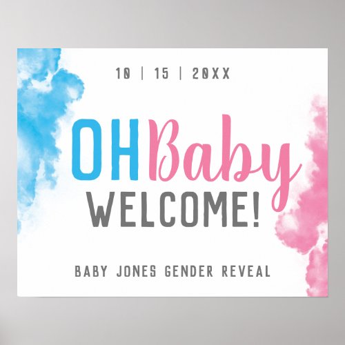Oh Baby Gender Reveal Welcome Smoke Bomb Party Poster