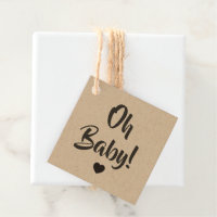 Oh Baby Gift Tag, Baby Shower Tags, Kraft Favor Tags