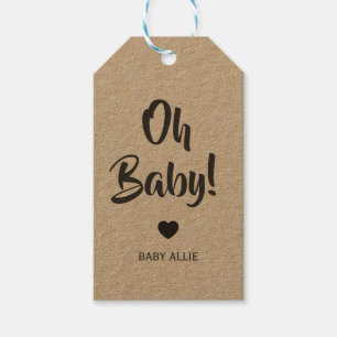 Oh Baby Gift Tag, Baby Shower Tags, Kraft Favor Tags