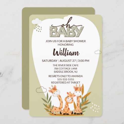 Oh Baby Giraffe Baby Shower Invitation