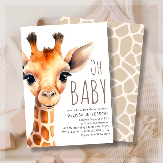 Oh Baby Giraffe Baby Shower Invitation (Creator Uploaded)