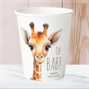 Oh Baby Giraffe Baby Shower  Paper Cups