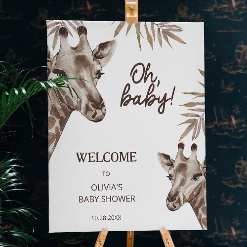 Oh Baby Giraffe Neutral Baby Shower Welcome Foam Board