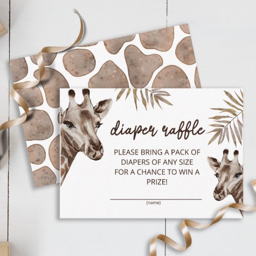 Oh Baby Giraffe Neutral diaper raffle ticket Enclosure Card