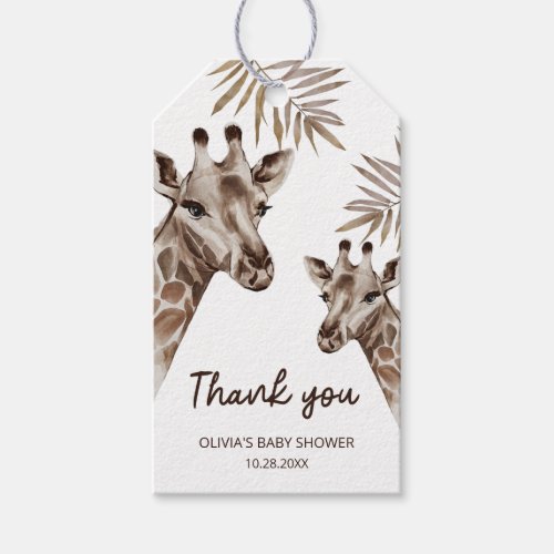 Oh Baby Giraffe Neutral Thank you Gift Tags