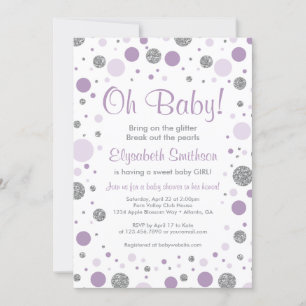 Oh Baby Girl, Baby Shower Invitation, Faux Glitter Invitation