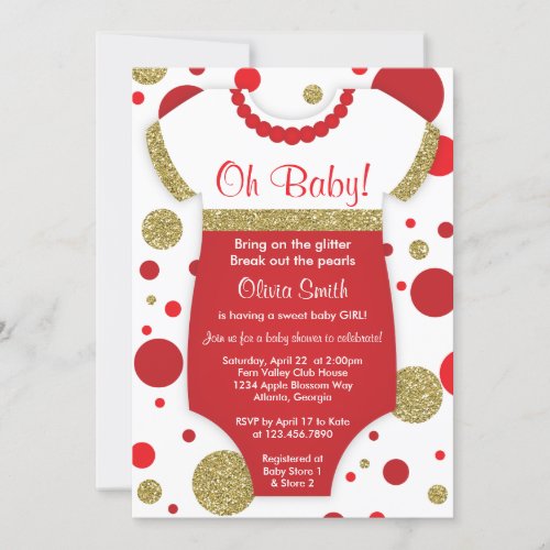 Oh Baby Girl Baby Shower Invitation Faux Gold Invitation