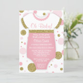 Oh Baby Girl, Baby Shower Invitation, Faux Gold Invitation (Standing Front)