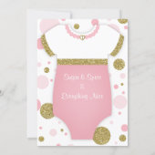 Oh Baby Girl, Baby Shower Invitation, Faux Gold Invitation (Back)
