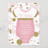 Oh Baby Girl, Baby Shower Invitation, Faux Gold Invitation (Front/Back)