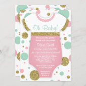 Oh Baby Girl, Baby Shower Invitation, Faux Gold Invitation (Front/Back)