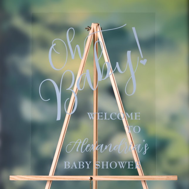 Oh Baby! Girl Baby Shower Welcome Acrylic Sign (Neutral)