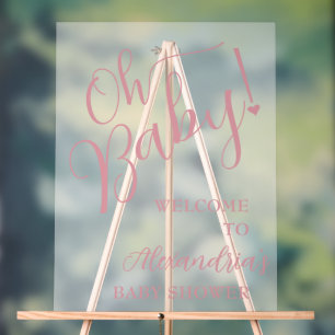 Oh Baby! Girl Baby Shower Welcome Acrylic Sign