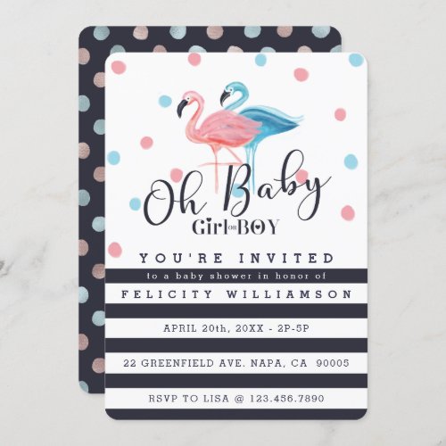 Oh Baby Girl _ Boy Flamingo Baby Shower Invitation
