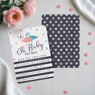 Oh Baby Girl - Boy Flamingo Baby Shower Invitation