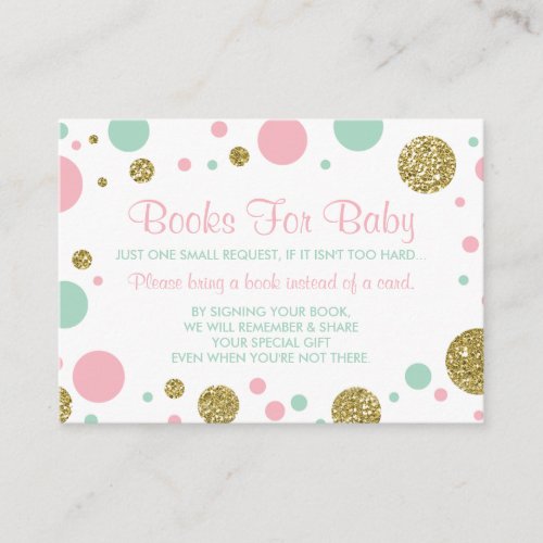 Oh Baby Girl Bring A Book Card Faux Glitter Enclosure Card