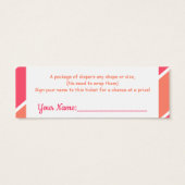 Oh Baby Girl Coral Modern Typography Diaper Raffle (Back)