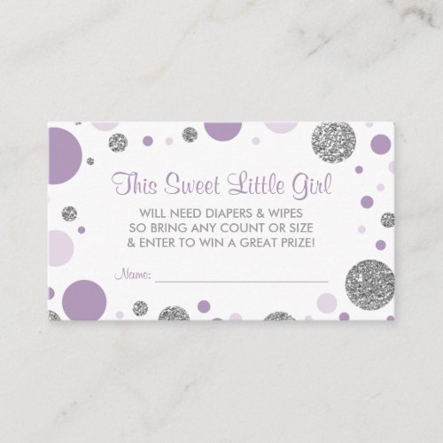 Oh Baby Girl Diaper Raffle Ticket Faux Glitter Enclosure Card