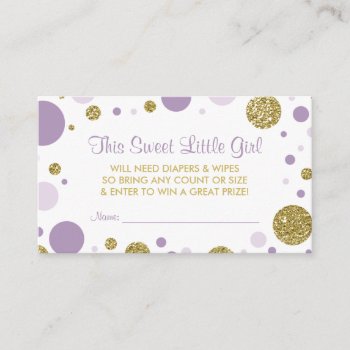 Oh Baby Girl  Diaper Raffle Ticket  Faux Glitter Enclosure Card by DeReimerDeSign at Zazzle