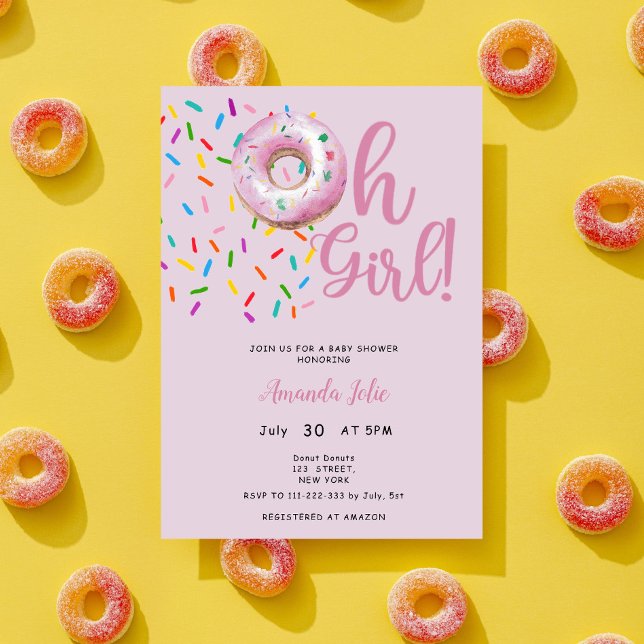Oh Baby Girl Donut Theme Baby Shower Invitation (Creator Uploaded)