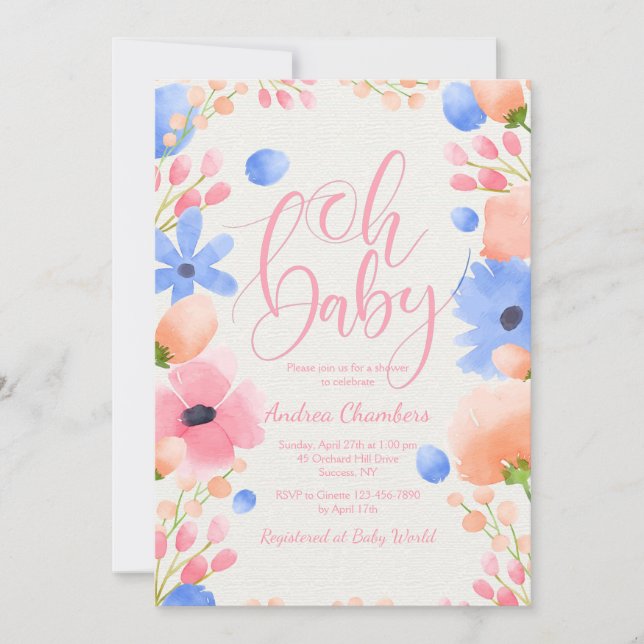Oh Baby Girl Invitation (Front)