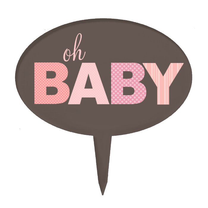 Oh Baby Girl Modern Baby Shower Cake Topper