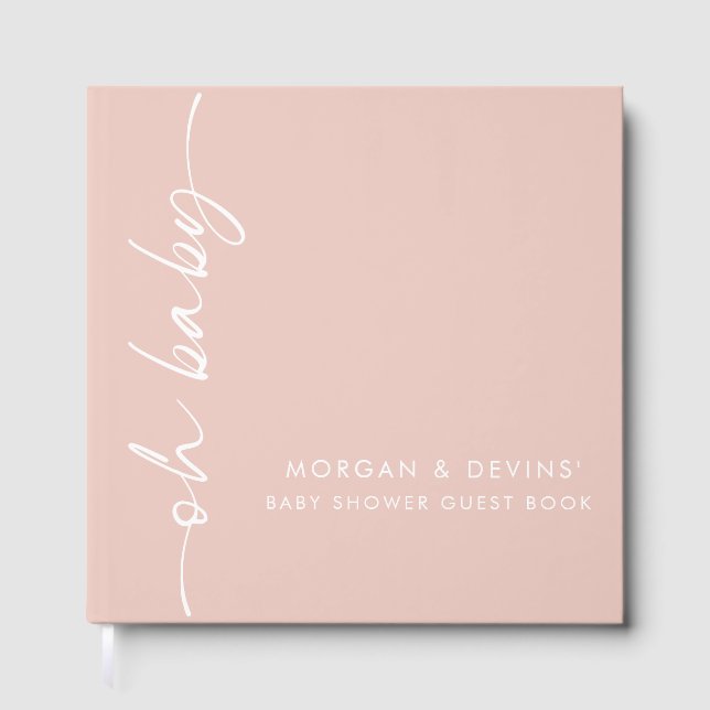 Oh Baby Girl Pink Baby Shower Guest Book (Front)
