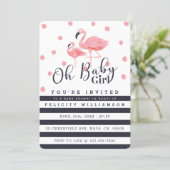 Oh Baby Girl Pink Flamingo Baby Shower Invitation (Standing Front)